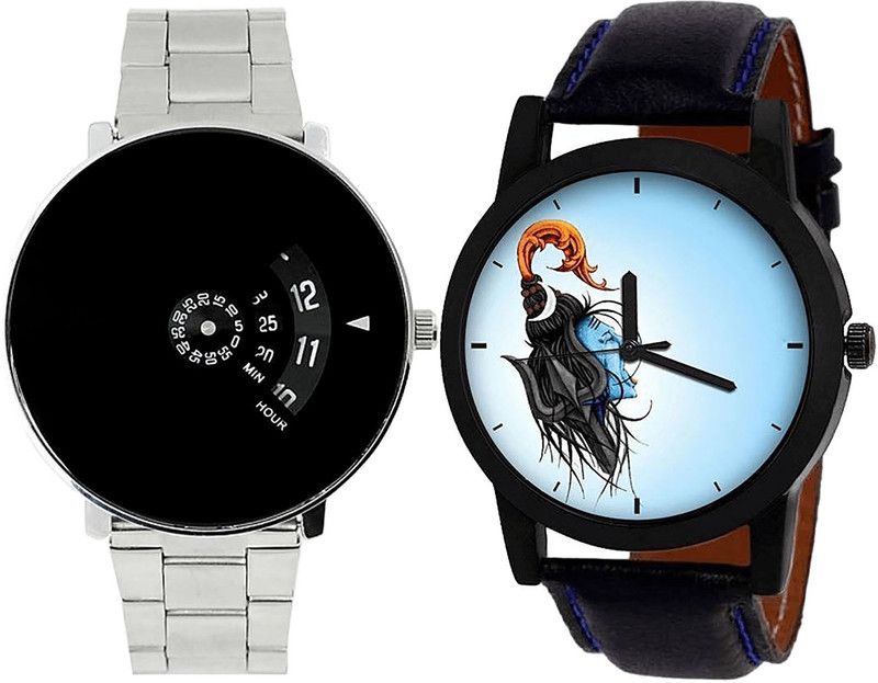 combo watch Analog Watch - For Girls Latest 3D Design Mahadev Analogue Silver And Black Color Boys And Men Watch - B81-B22 (Combo Of 2 )