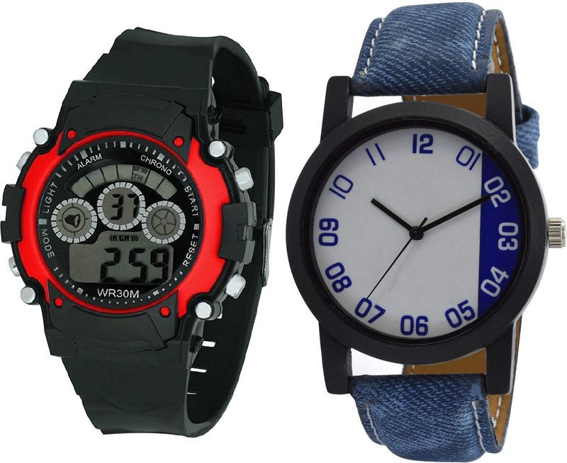 combo watch Analog Watch - For Girls Contemporary Love Kids Analogue Black And Blue Color Boys And Men Watch - B5-B40 (Combo Of 2 )