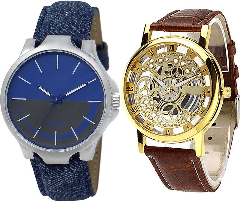 combo watch Analog Watch - For Men Modern Stylish Open Blue And Brown Color Boys Watch - BL46.24-B45 (Combo Of 2 )
