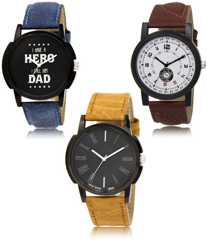 Stylish Attractive Professional Designer Combo Analog Watch - For Men LR-07-11-19 Hot Selling Premium Quality Collection Latest Set of 3