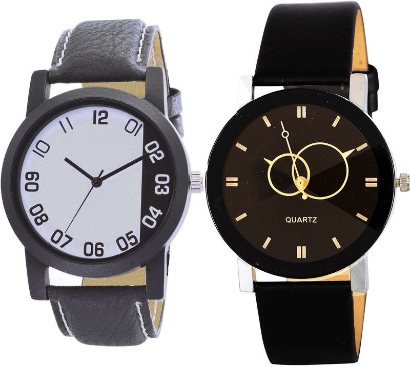 combo watch Analog Watch - For Men Treading Unique Geometric Design Analogue Black Color Boys Watch - B41-B135 (Combo Of 2 )