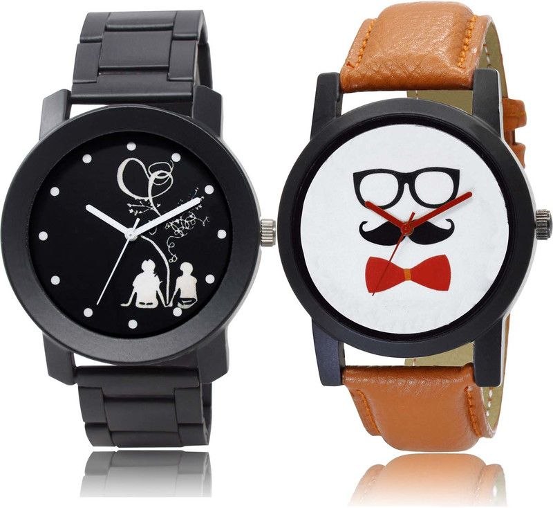 combo watch Analog Watch - For Boys & Girls Classical Tread Couple Love Chain And Beard Style Combo Watch For Boys And Men - BO53-B53