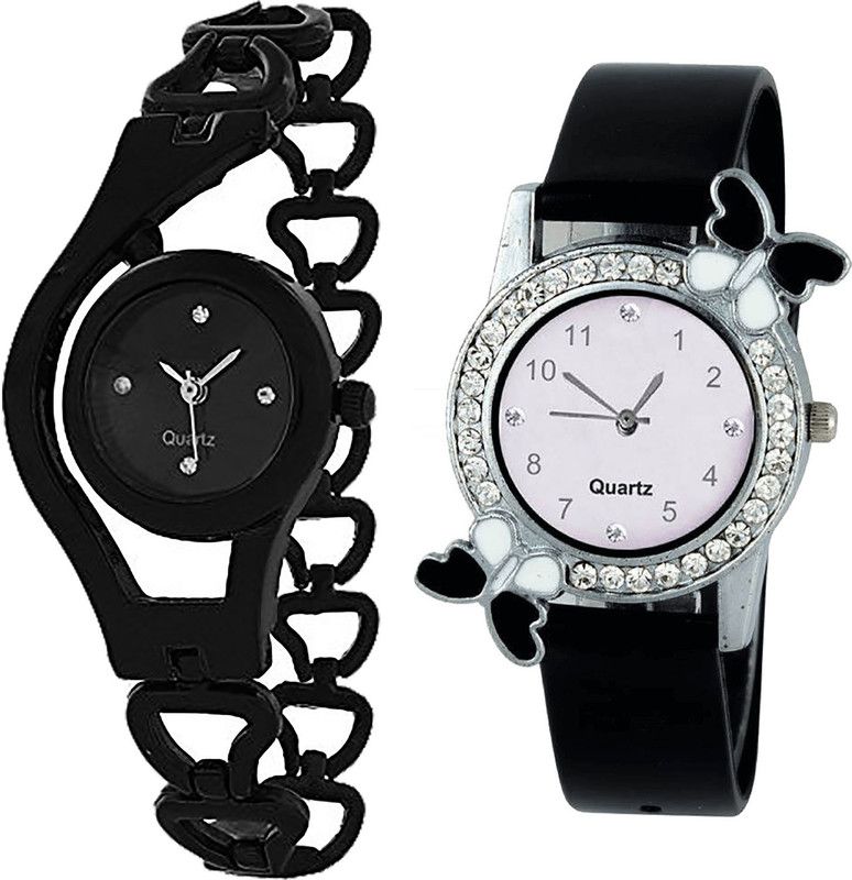 combo watch Analog Watch - For Girls Brand New Chronograph Chain And Butterfly Analogue Black Color Girls And Women Watch - G68-G97 (Combo Of 2 )