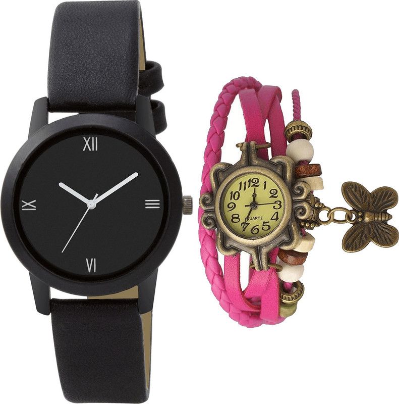 combo watch Analog Watch - For Girls Modern Fancy Butterfly Analogue Black And Pink Color Girls And Women Watch - G440-G63 (Combo of 2 )