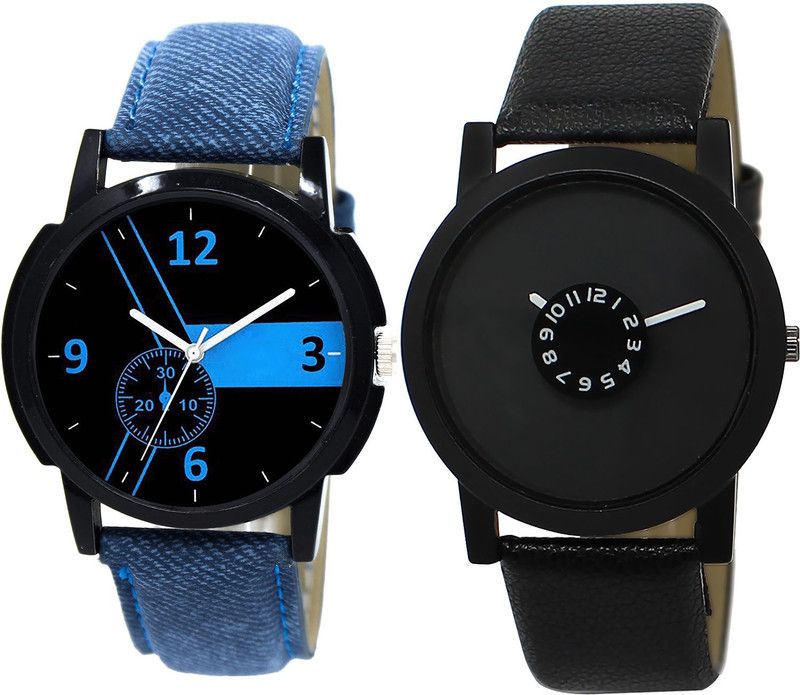 combo watch Analog Watch - For Girls Latest Luxury Analogue Blue And Black Color Boys And Men Watch - B7-BL46.25 (Combo Of 2 )