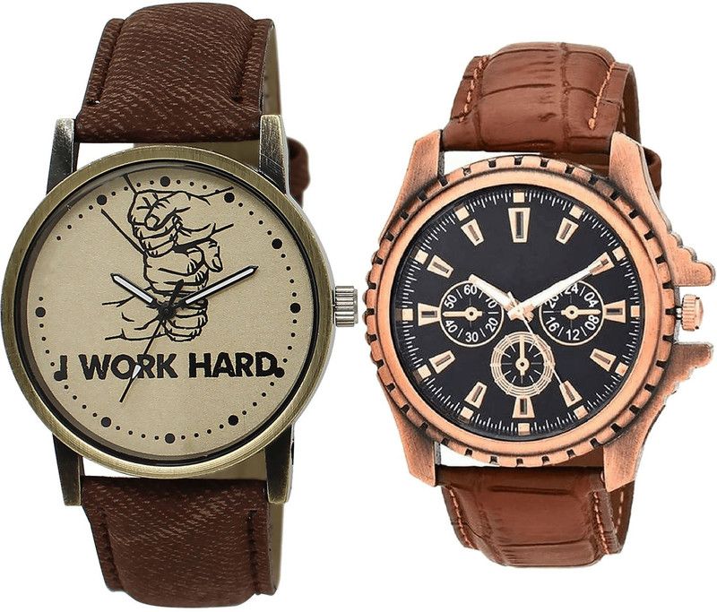 combo watch Analog Watch - For Girls Latest Technology I Work Hard Analogue Brown Color Boys And Men Watch - BL46.29-B110 (Combo Of 2 )