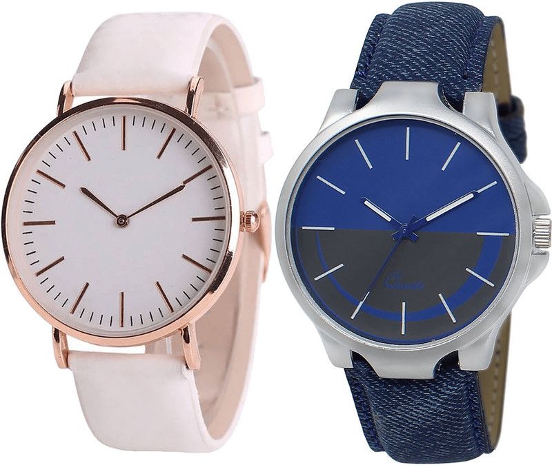 combo watch Analog Watch - For Girls Contemporary Analogue Analogue White And Blue Color Boys And Men Watch - B63-BL46.24 (Combo Of 2 )