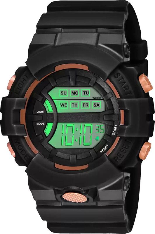 Childrens LED 7 Different Light Multifunctional Digital Watch - For Boys & Girls G-S325BL Black Dial Multi-functional