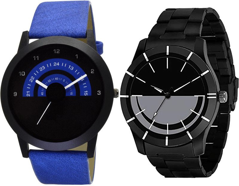 combo watch Analog Watch - For Girls Contemporary Love Analogue Blue And Black Color Boys And Men Watch - B47-B108 (Combo Of 2 )