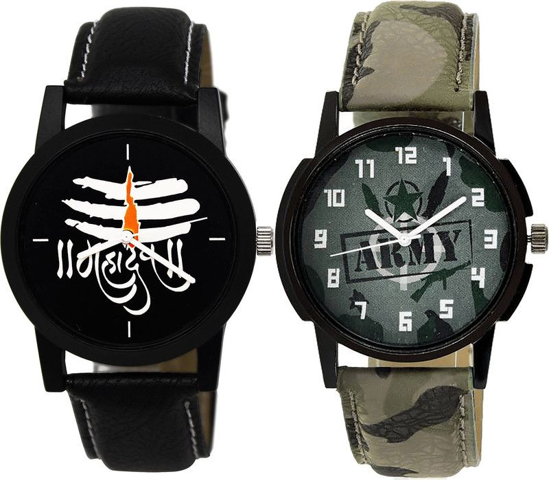 combo watch Analog Watch - For Girls New Quartz Mahadev And Army Analogue Black And Green Color Boys And Men Watch - B114-B21 (Combo Of 2 )