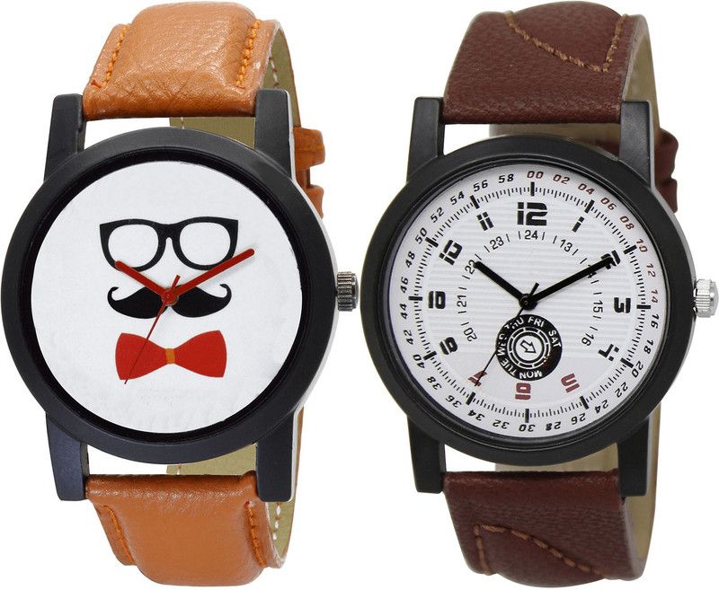 combo watch Analog Watch - For Girls Latest Analogue Beard Style Analogue Brown Color Boys And Men Watch - B53-BL46.11 (Combo Of 2 )