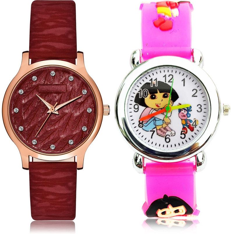combo watch Analog Watch - For Girls Classical Exclusive Dora The Explorer Kids 2 Watch Combo For Girls And Women - GM333-GC193