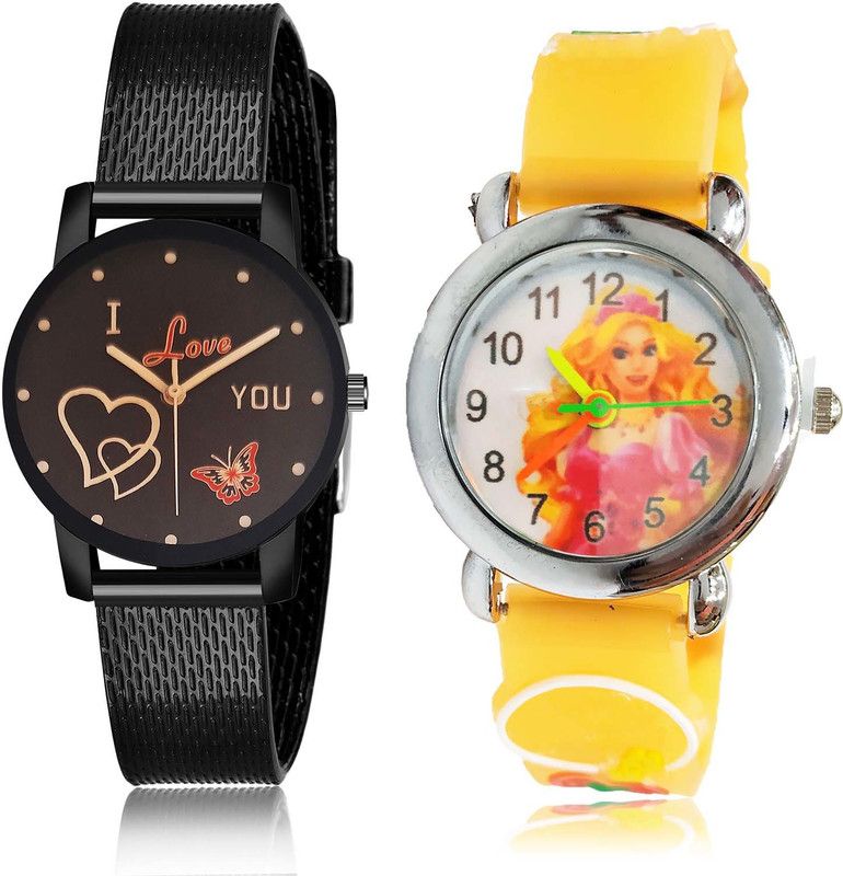 combo watch Analog Watch - For Girls Latest Traditional I Love You And Doll Kids 2 Watch Combo For Girls And Women - G530-GC46