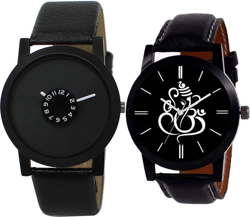 combo watch Analog Watch - For Girls Classical Chronograph Ganpati Analogue Black Color Boys And Men Watch - BL46.25-B27 (Combo Of 2 )