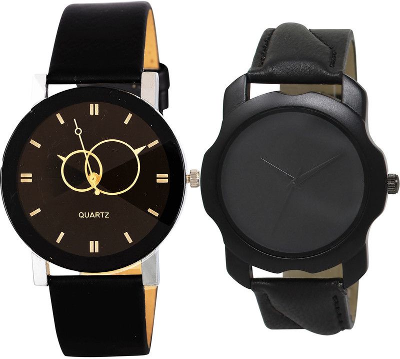 combo watch Analog Watch - For Girls Brand New Casual Geometric Design Analogue Black Color Boys And Men Watch - B135-BL46.22 (Combo Of 2 )