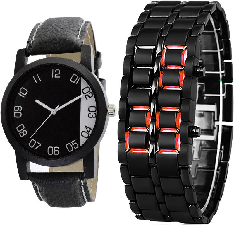 combo watch Analog Watch - For Girls Brand New Diwali Led Matel Analogue Black Color Boys And Men Watch - B38-B127 (Combo Of 2 )