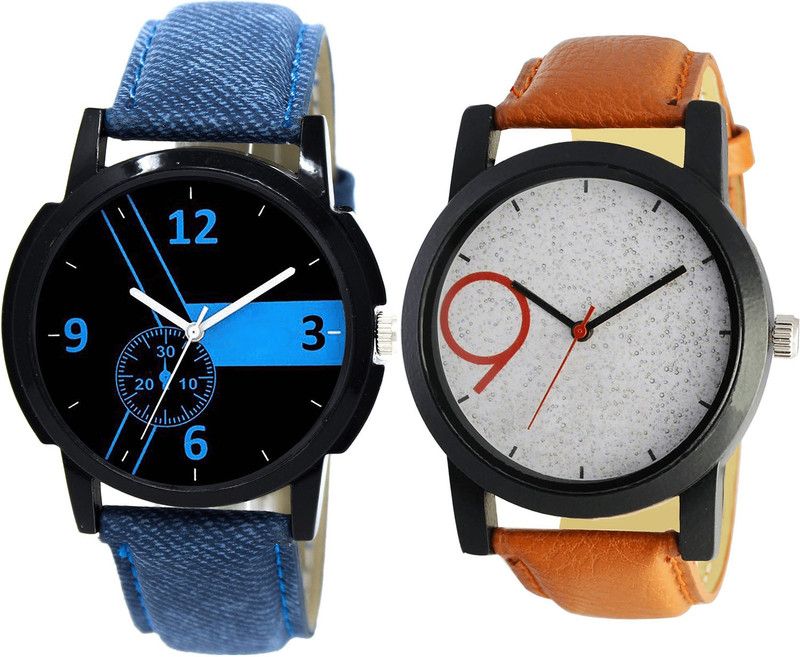 combo watch Analog Watch - For Girls Modish Heart Analogue Blue And Brown Color Boys And Men Watch - B7-B33 (Combo Of 2 )