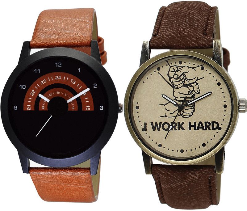 combo watch Analog Watch - For Girls Treading Unique I Work Hard Analogue Brown Color Boys And Men Watch - B46-BL46.29 (Combo Of 2 )