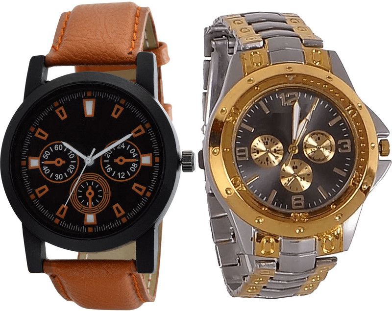 combo watch Analog Watch - For Girls Brand New Fancy Analogue Brown And Silver Color Boys And Men Watch - B31-B76 (Combo Of 2 )