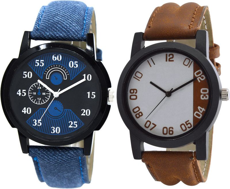 combo watch Analog Watch - For Girls Treading High Quality Analogue Blue And Brown Color Boys And Men Watch - BL46.2-B39 (Combo Of 2 )