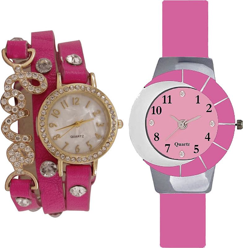 combo watch Analog Watch - For Girls Contemporary Gift Love Valentine Analogue Pink Color Girls And Women Watch - G204-G9 (Combo Of 2 )