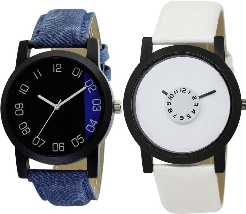 combo watch Analog Watch - For Girls Latest 3D Design Analogue Blue And White Color Boys And Men Watch - B37-BL46.26 (Combo Of 2 )