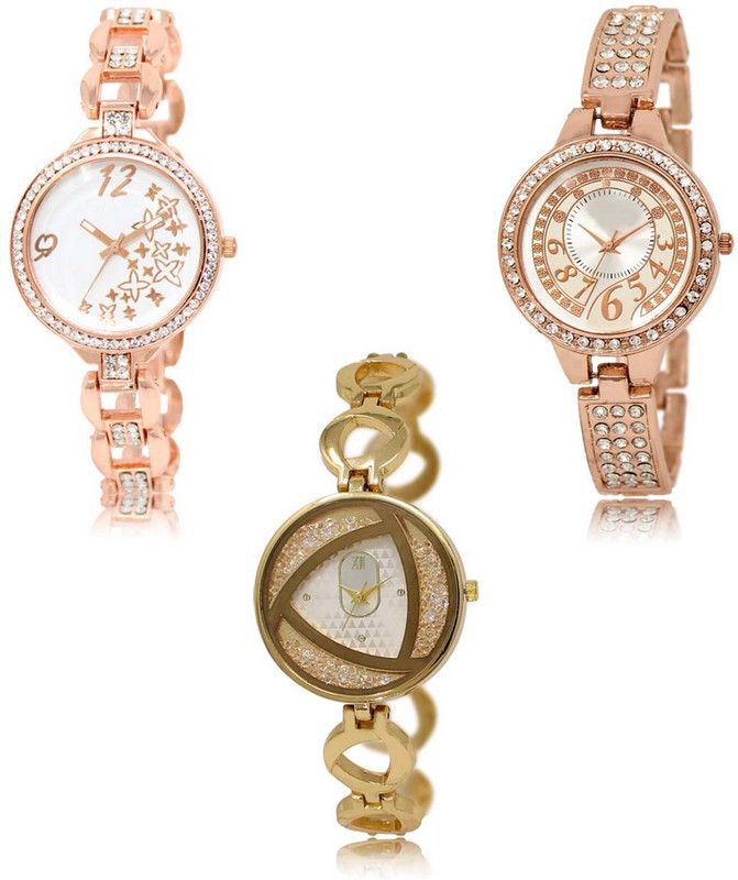 Latest Set of 3 Stylish Attractive Professional Designer Combo Analog Watch - For Women LR-210-216-239 Premium Quality Collection