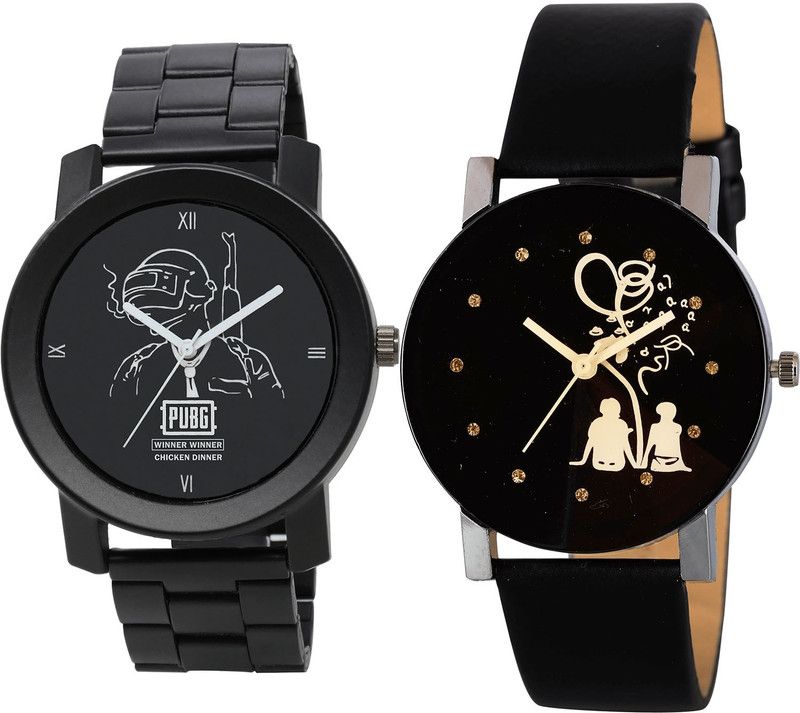 combo watch Analog Watch - For Men Treading Collegian PUBG Military Army And Couple Love Analog Black Color Boys And Men Watch - B165-B138 (Combo Of 2 )