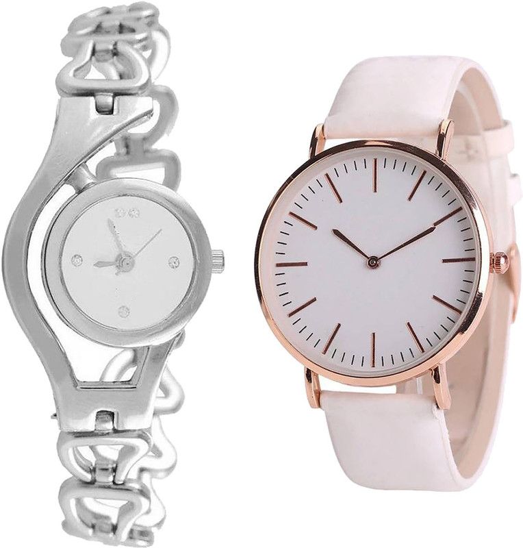 combo watch Analog Watch - For Girls Modern Model Chain Analogue Silver And White Color Girls And Women Watch - G70-G193 (Combo Of 2 )