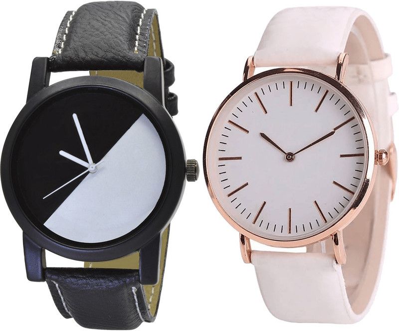 combo watch Analog Watch - For Girls Best Diwali Analogue Black And White Color Boys And Men Watch - B32-B63 (Combo Of 2 )