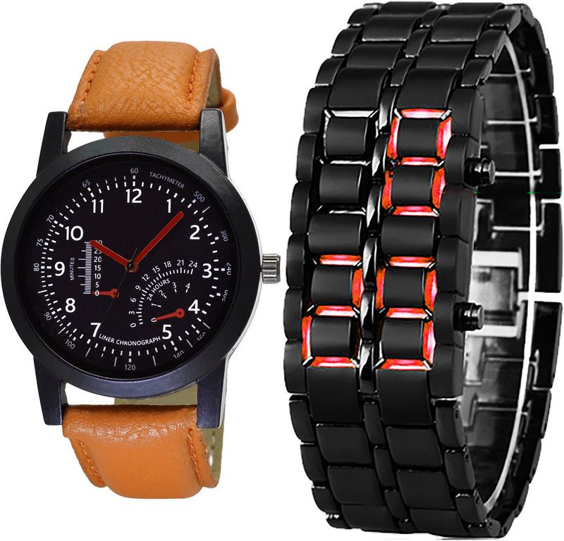 combo watch Analog Watch - For Girls Modern Diwali Led Matel Analogue Brown And Black Color Boys And Men Watch - B29-B127 (Combo Of 2 )
