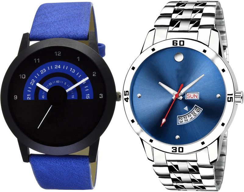combo watch Analog Watch - For Boys Best Party Wedding Day And Date Analogue Blue And Silver Color Boys And Men Watch - B47-BL46.105 (Combo Of 2 )