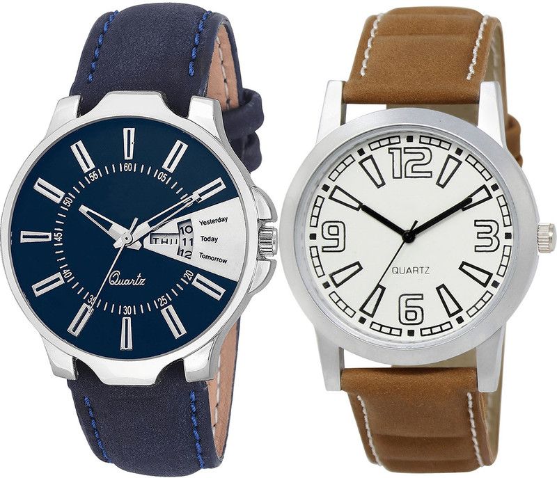 combo watch Analog Watch - For Girls Latest Love Day And Date Analogue Blue And Brown Color Boys And Men Watch - BL46.23-BL46.15 (Combo Of 2 )