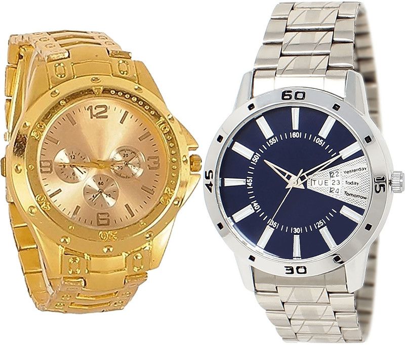 combo watch Analog Watch - For Girls Treading Fancy Day And Date Analogue Gold And Silver Color Boys And Men Watch - B71-BL46.102 (Combo Of 2 )