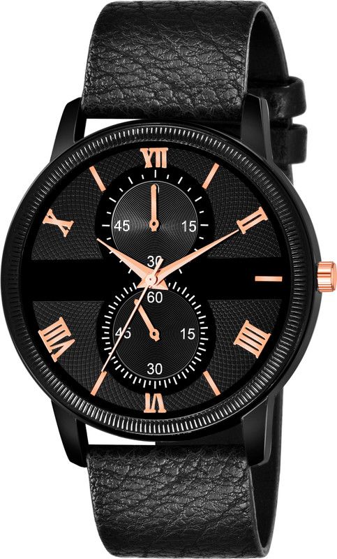 Designer Fashion Wrist Analog Watch - For Men New Fashion C_09_Boys Black two Round design Roman Digit Premium Quality Designer Fashion Men