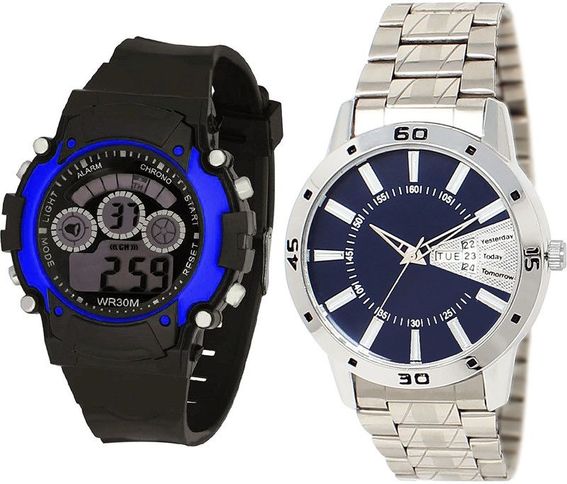 combo watch Analog Watch - For Girls Treading Italian Designer Kids And Day And Date Analogue Black And Silver Color Boys And Men Watch - B2-BL46.102 (Combo Of 2 )