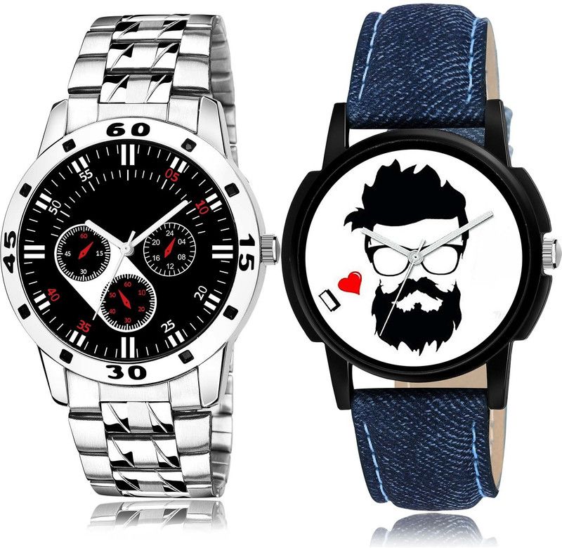 combo watch Analog Watch - For Boys & Girls Best High Quality Chain Watch And Beard Style Watch - B947-B12 (Combo Of 2 )