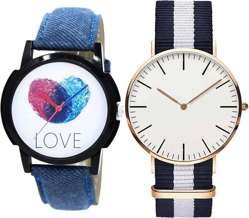 combo watch Analog Watch - For Girls Latest Heart Love Analogue Blue Color Boys And Men Watch - B11-B109 (Combo Of 2 )