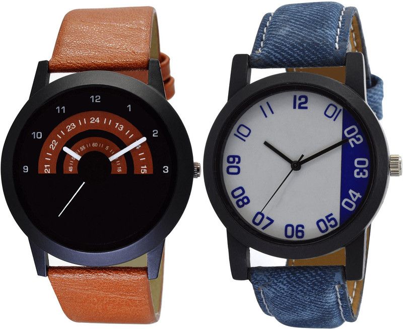 combo watch Analog Watch - For Girls Classical Italian Designer Analogue Brown And Blue Color Boys And Men Watch - B46-B40 (Combo Of 2 )