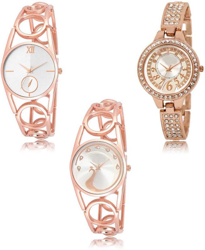 Latest Set of 3 Stylish Attractive Professional Designer Combo Analog Watch - For Women LR-213-216-232 Premium Quality Collection