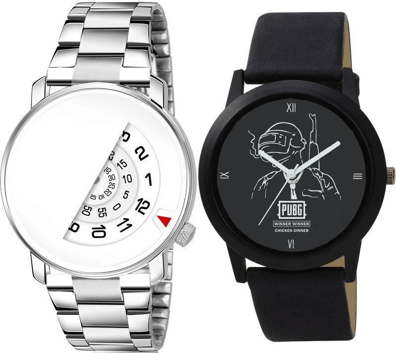 combo watch Hybrid Smartwatch Watch - For Men Contemporary High Quality Day And Date And PUBG Military Army Analog Silver And Black Color Boys And Men Watch - BL46.106-B164 (Combo Of 2 )