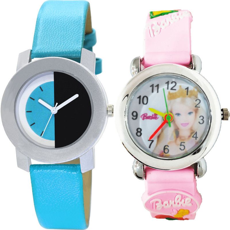 combo watch Analog Watch - For Girls Modern Wrist Barbie Doll Analogue Blue And Pink Color Girls And Women Watch - G274-G322 (Combo of 2 )