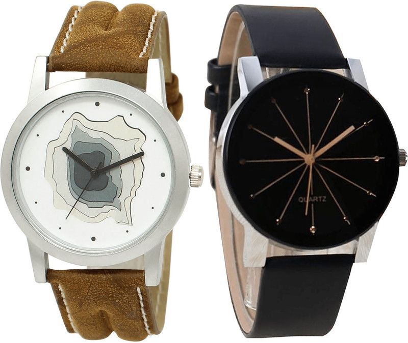 combo watch Analog Watch - For Girls Rich Analogue Brown And Black Color Boys And Men Watch - BL46.9-B51 (Combo Of 2 )