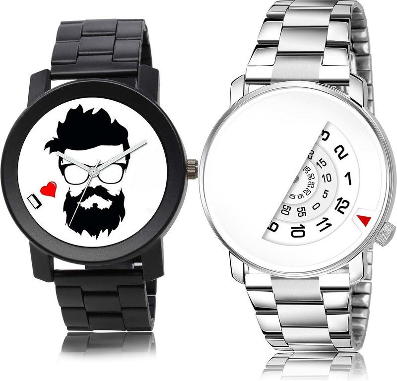 combo watch Analog Watch - For Boys Tread Beard Style Chain Watch And Day And Date Watch - B824-BL46.106 (Combo Of 2 )