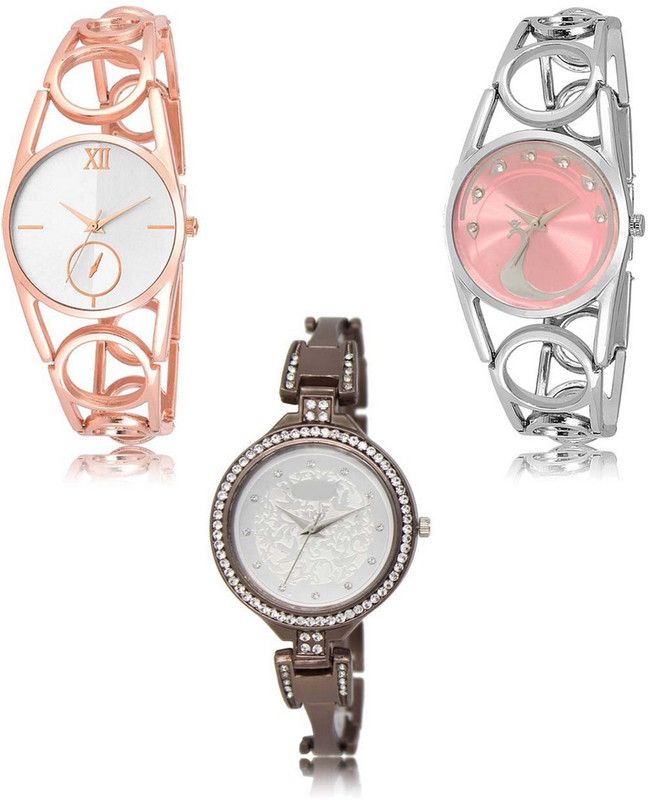 Latest Set of 3 Stylish Attractive Professional Designer Combo Analog Watch - For Women LR-213-233-236 Premium Quality Collection