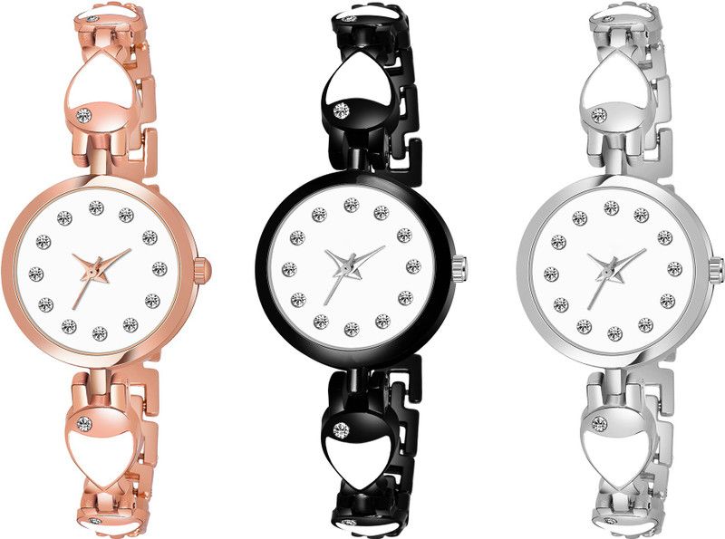 396-398-401 Analog Watch - For Women Analog White Dial Ring Belt Combo Watches For Girls-Pack Of 3