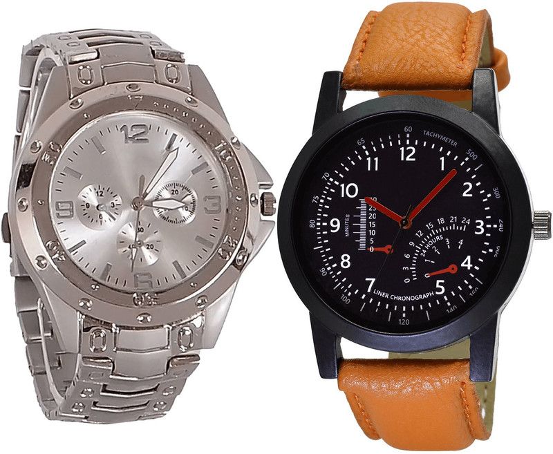 combo watch Analog Watch - For Girls Modern Party Wedding Analogue Silver And Brown Color Boys And Men Watch - B72-B29 (Combo Of 2 )