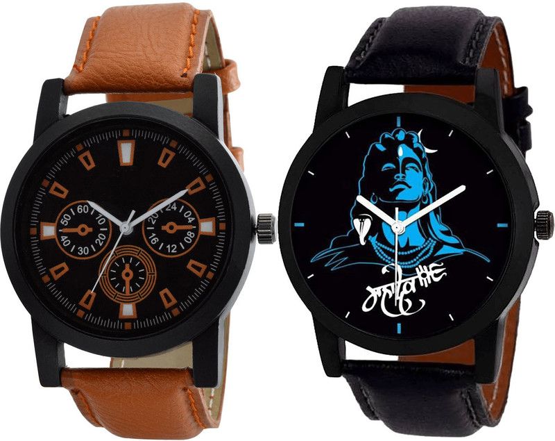 combo watch Analog Watch - For Girls Treading Analogue Mahadev Analogue Brown And Black Color Boys And Men Watch - B31-B23 (Combo Of 2 )