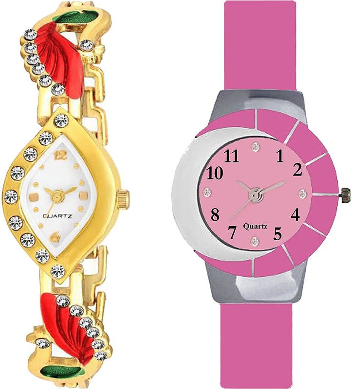 combo watch Analog Watch - For Girls Latest Model Peacock Analogue Gold And Pink Color Girls And Women Watch - G116-G9 (Combo Of 2 )