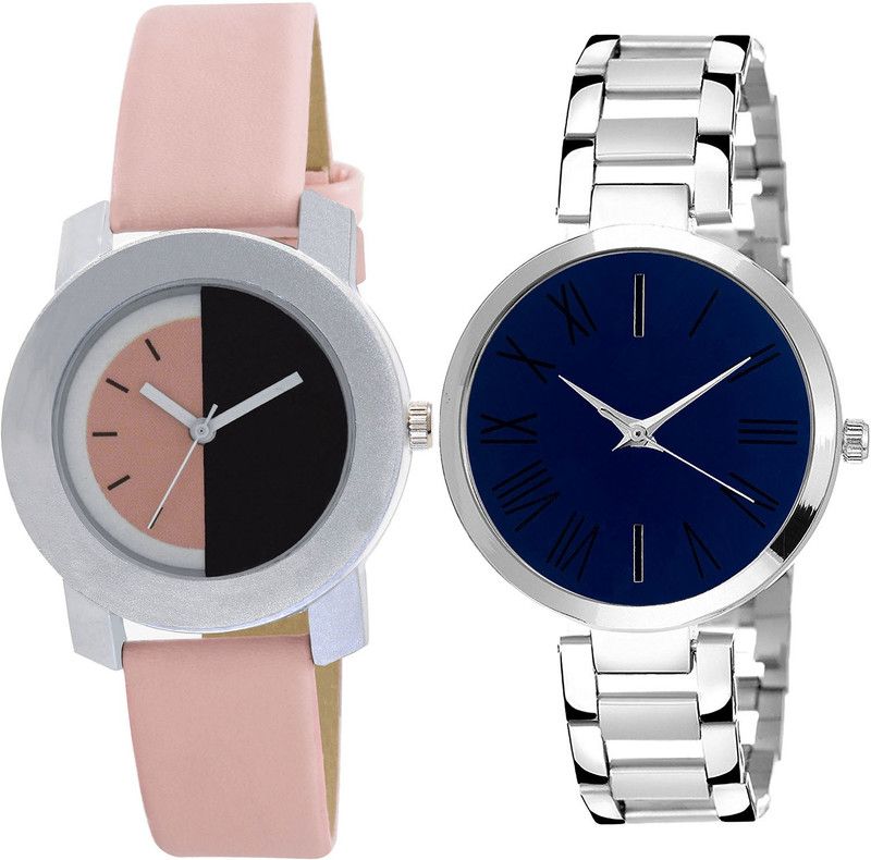 combo watch Analog Watch - For Girls Contemporary Designer Analogue Pink And Silver Color Girls And Women Watch - G400-G298 (Combo of 2 )